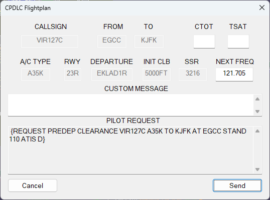 vSMR Clearance Dialog